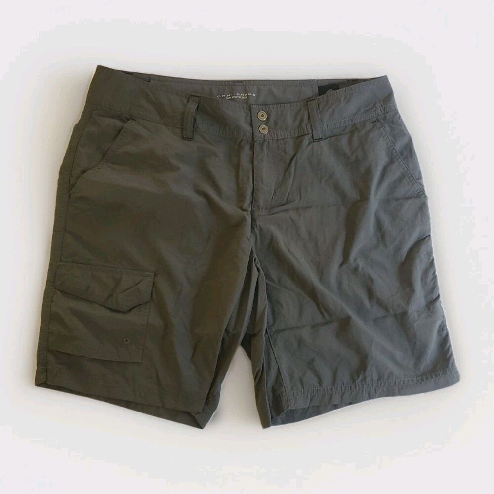 Columbia Shorts Womens 8 Gray Omni-Shield Hiking Outdoor Camp Golf Nylon Cargo